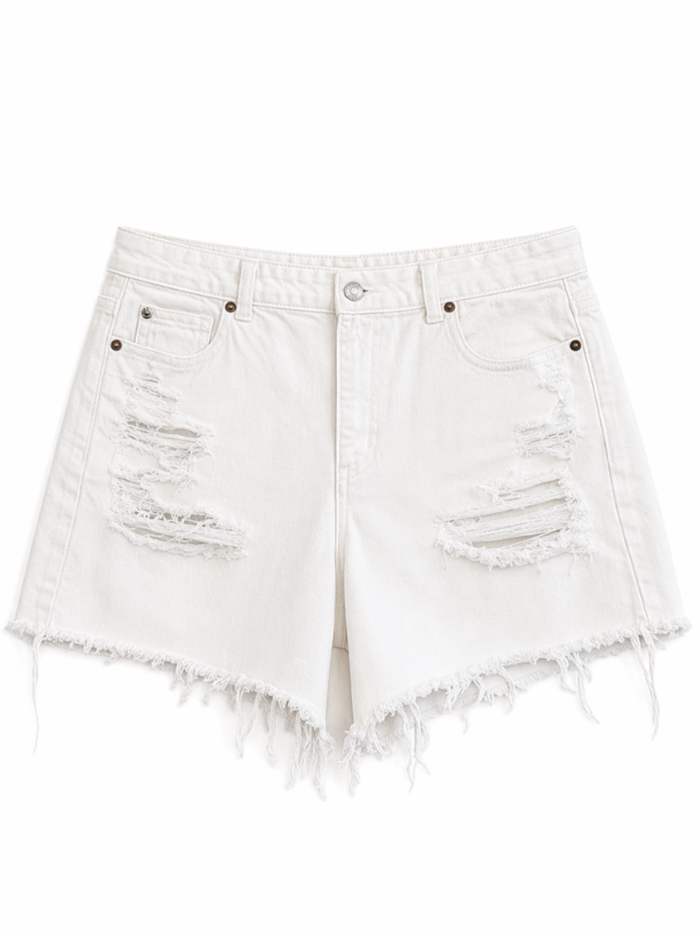 American Eagle White Distressed Mom Denim Shorts – Size 16 GUC *Flaw